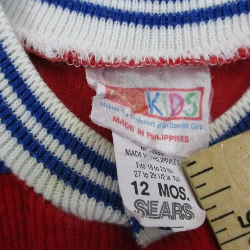 Vintage McDonald's Kids Body Suit Corduroy Red & Blue Kids Size | 12mo‎